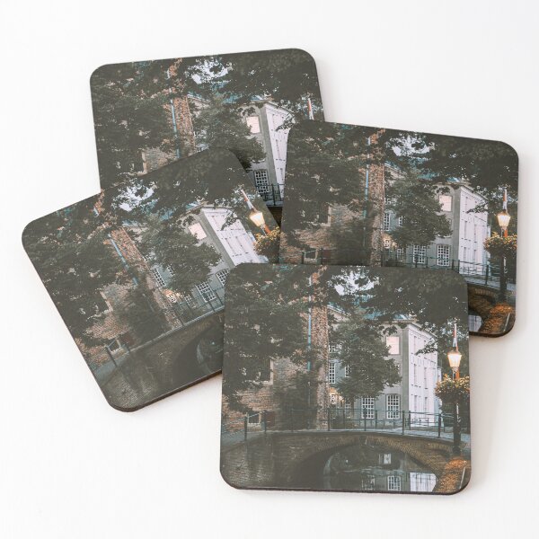 Item preview, Amersfoort Dutch Medieval city canal and bridge just after sunset designed and sold by michieldros.
