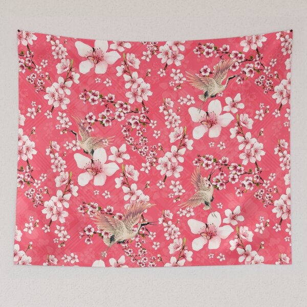 Item preview, Chinoiserie Oriental Cherry Blossom and Cranes designed and sold by WisdomInspired.