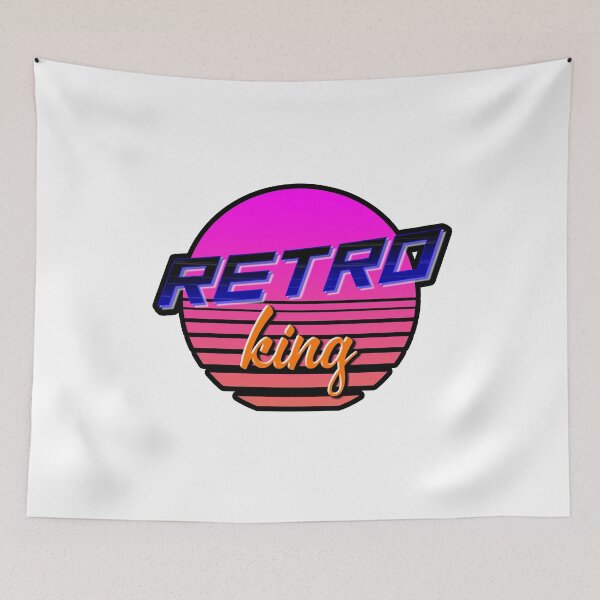 Item preview, Retro King Synthwave Outrun Sunset designed and sold by LauraBarnesArt.