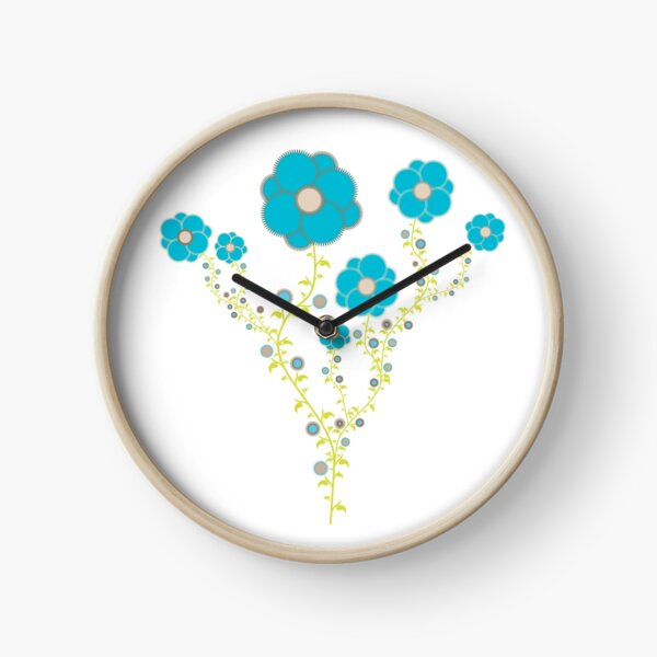 Fleurs bleues grimpantes Horloge