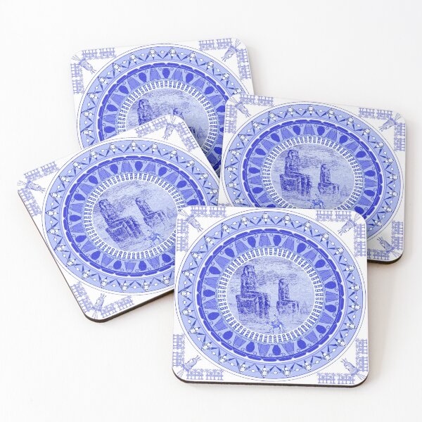 Item preview, Egyptian Blue and White Colossi of Memnon (SPODE INSPIRED) designed and sold by Curtis Ryan Woodside Productions.