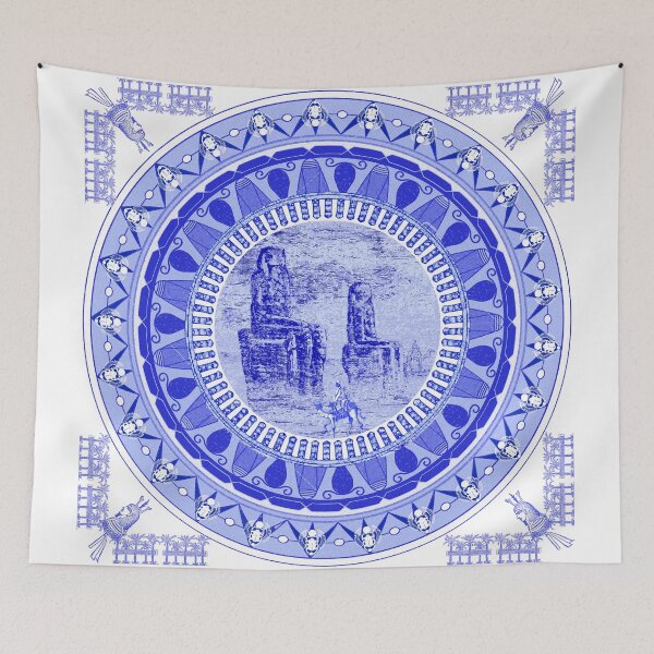 Item preview, Egyptian Blue and White Colossi of Memnon (SPODE INSPIRED) designed and sold by Curtis Ryan Woodside Productions.