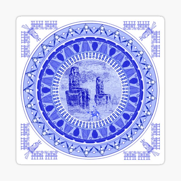 Egyptian Blue and White Colossi of Memnon (SPODE INSPIRED) Sticker