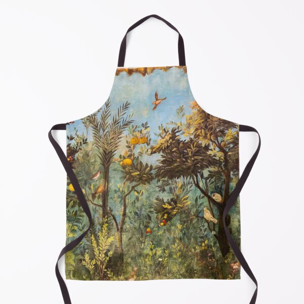 Item preview, ANTIQUE ROMAN WALL PAINTING Flower Garden Flying Birds ,Quince and Apple Trees designed and sold by BulganLumini.