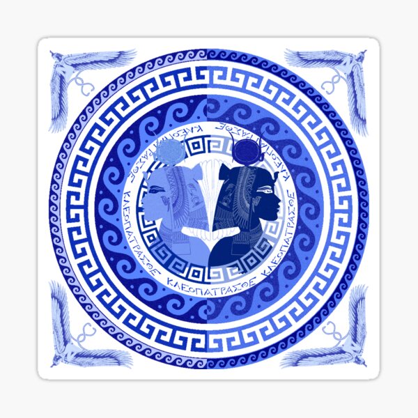 Egyptian Blue and White Cleopatra (SPODE INSPIRED) Sticker