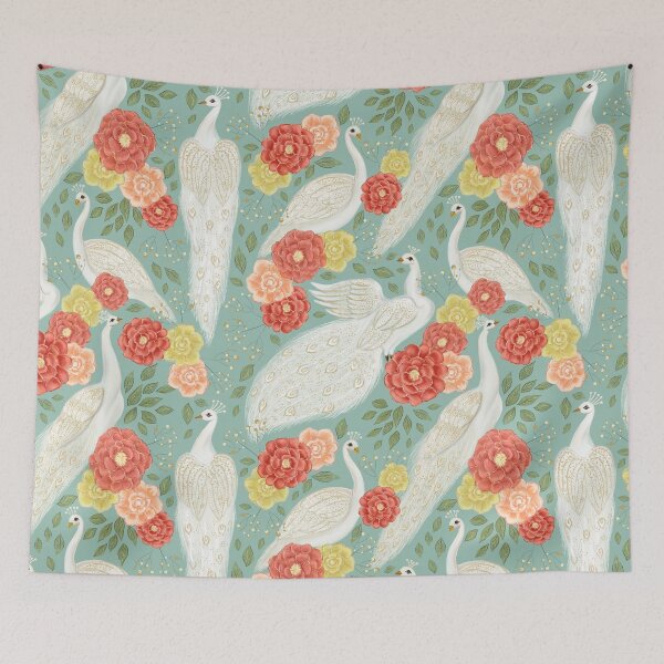 Item preview, White Peacocks and Peonies designed and sold by artypeaches.