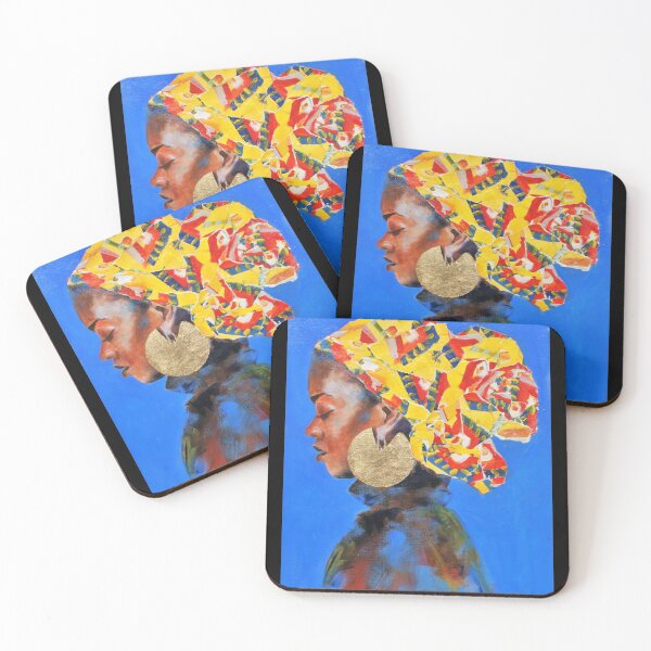 Item preview, African woman in head wrap - mixed media artwork designed and sold by Lindseys-art.