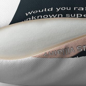 Alternate view of Would You Rather Be An Unknown Superhero or a Famous Villain Throw Pillow