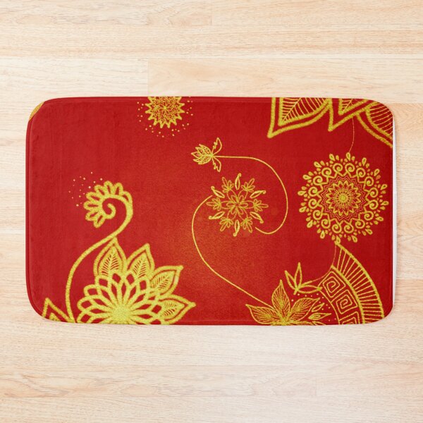 Item preview, Velvet Red Golden Vintage Style Rangoli Print designed and sold by Dipwins-20.