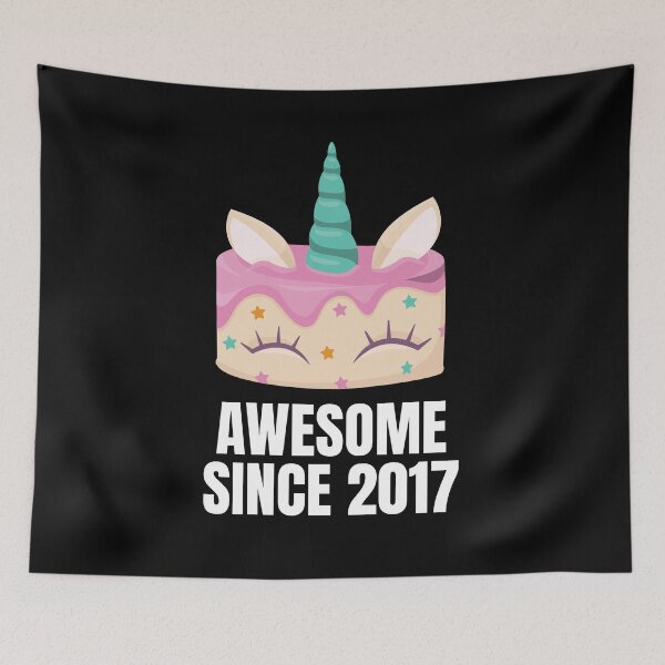 Item preview, Awesome since 2017 - Unicorn cake birthday present designed and sold by Watersolution.