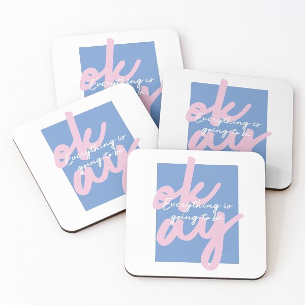 Item preview, Everything is going to be Okay blue and pink motivational quote designed and sold by MarzStudio.