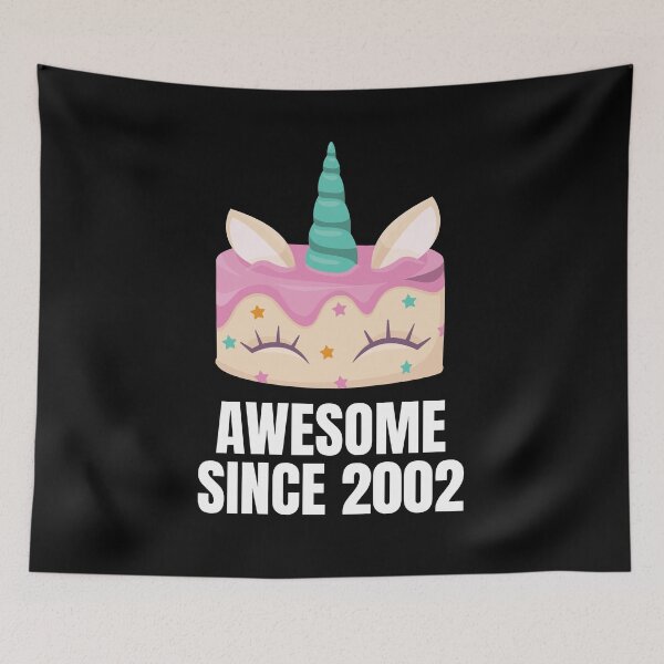 Item preview, Awesome since 2002 - Unicorn cake birthday present designed and sold by Watersolution.