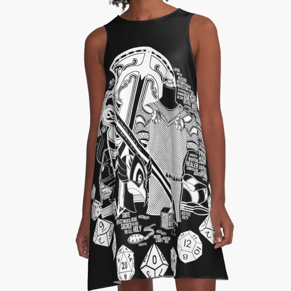 RPG Class Series: Paladin - White Text A-Line Dress