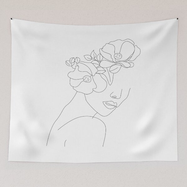 Item preview, one line floral head blooming designed and sold by Digipaintings.