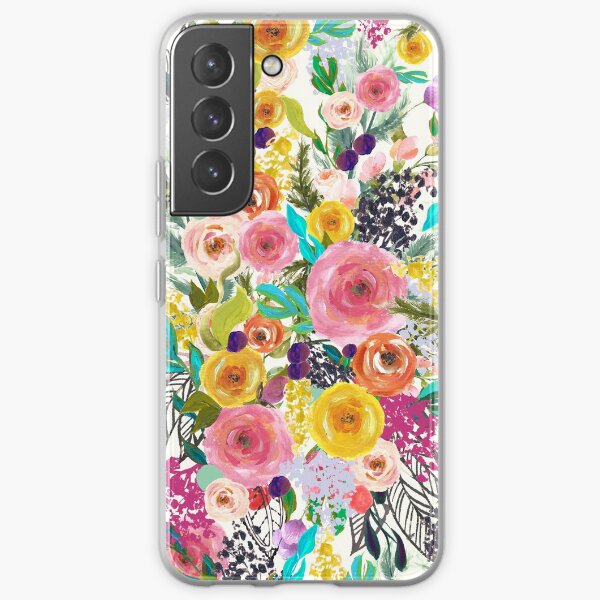 Autumn Blooms Colorful Floral Painting Print Samsung Galaxy Soft Case