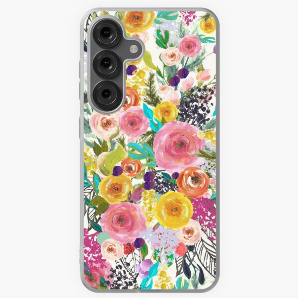Autumn Blooms Colorful Floral Painting Print Samsung Galaxy Soft Case