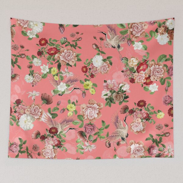 Item preview, Chinoiserie Oriental Flowers and Cranes designed and sold by WisdomInspired.