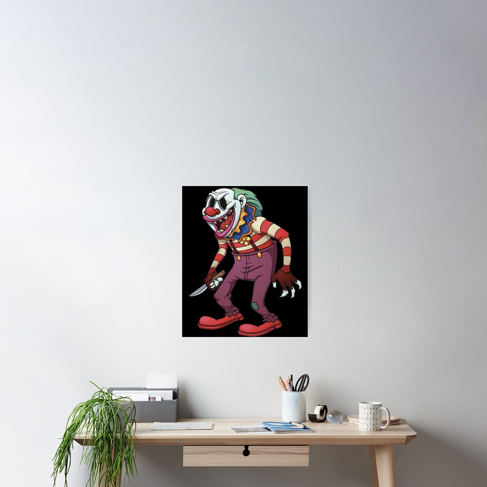 Evil Clown Horror Killer Clowns With Dagger Funny Halloween Scary Haunted House Poster For 9237