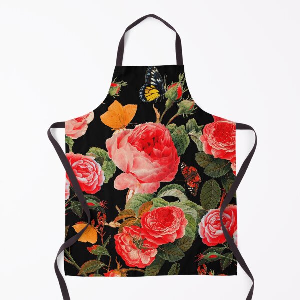 Item preview, RED ROSES AND BUTTERFLIES IN BLACK Botanical Dark Floral designed and sold by BulganLumini.