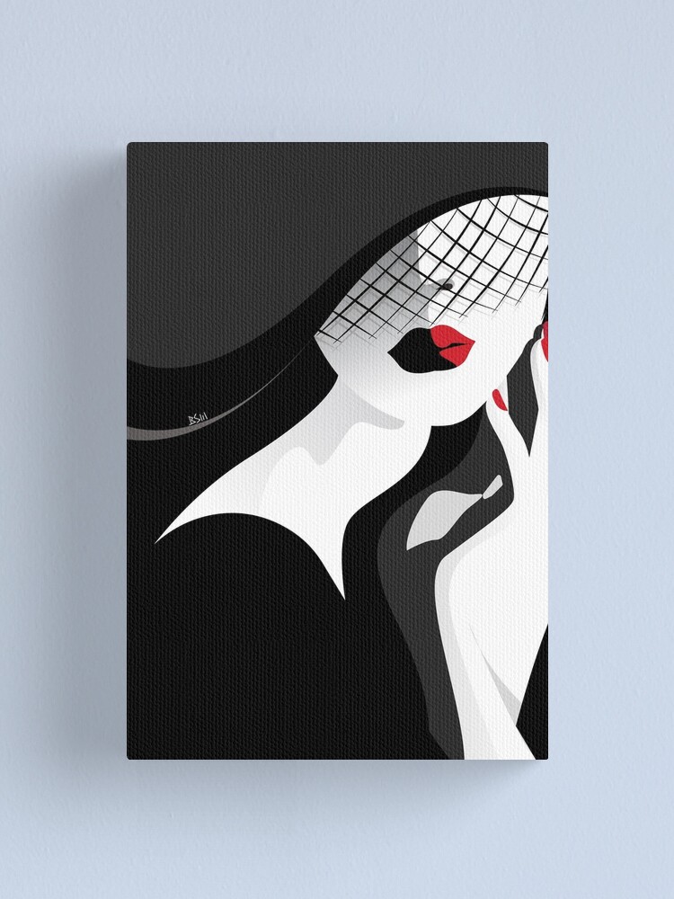 minimal black dress lady illustration with red lipstick" Canvas Print by Digipaintings | Redbubble minimal black dress lady illustration with red lipstick" Canvas Print by Digipaintings | Redbubble
