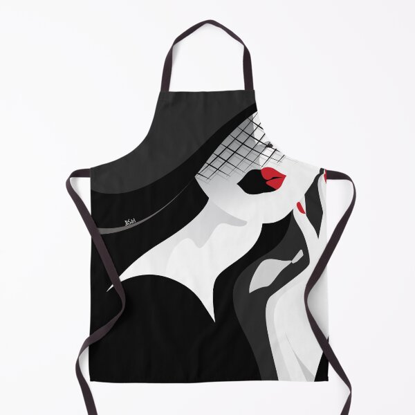Item preview, minimal black dress lady illustration with red lipstick designed and sold by Digipaintings.