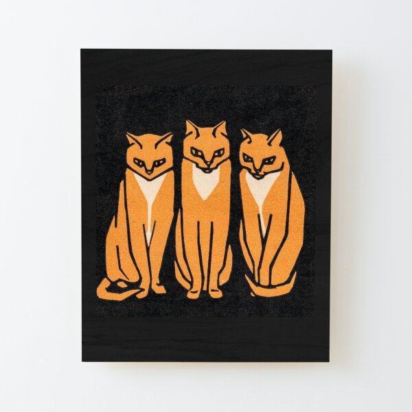 Three Cats Wood Mounted Print