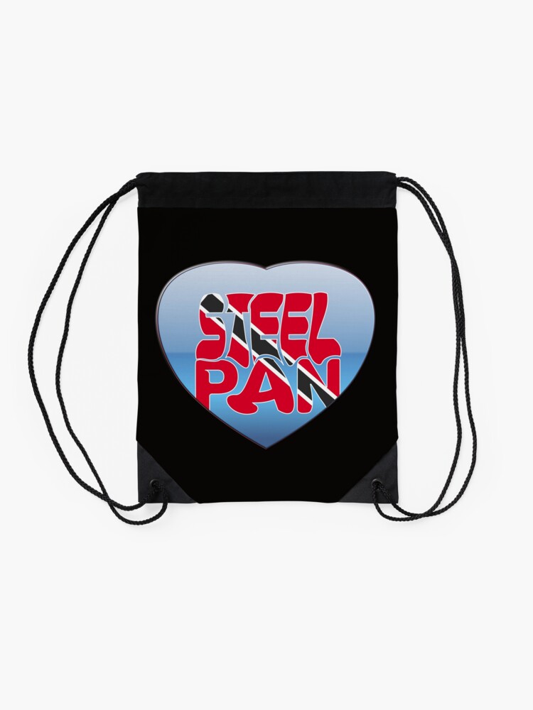 " TRINIDAD AND TOBAGO STEEL PAN FLAG HEART SHAPE" Drawstring Bag for