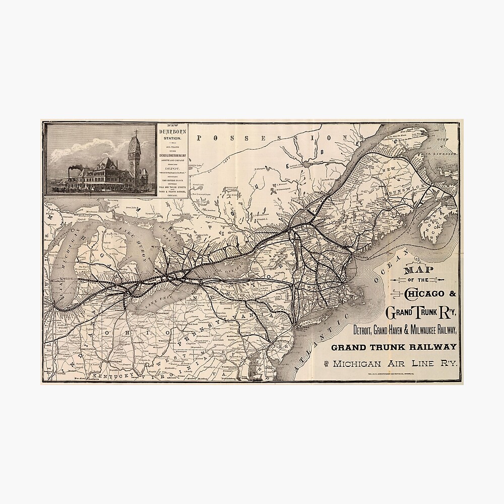 Grand Trunk Railway Map 1887 Grand Trunk Railway Map" Poster By Gin-Nek-Shop | Redbubble