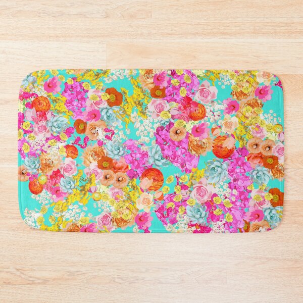 Item preview, Summer Bright Floral with Turquoise Background designed and sold by The Artwerks.