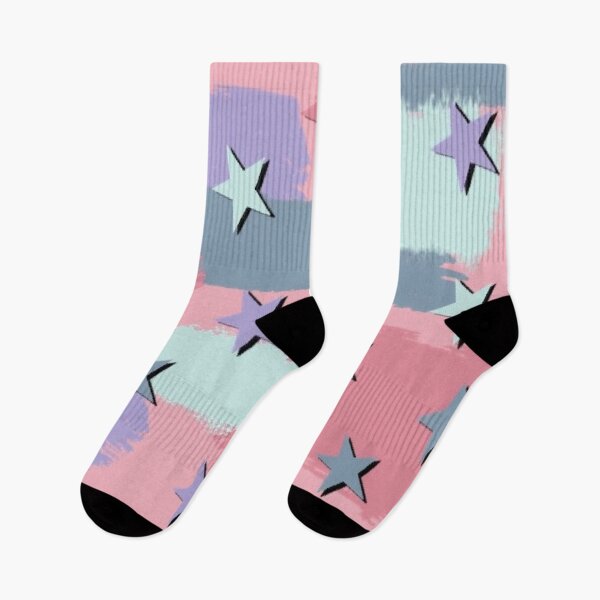 Item preview, brush strokes and stars pastel print designed and sold by Julia Santos.
