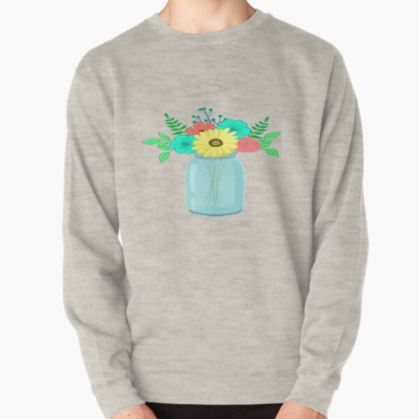Mason Jar Floral Bouquet Pullover Sweatshirt