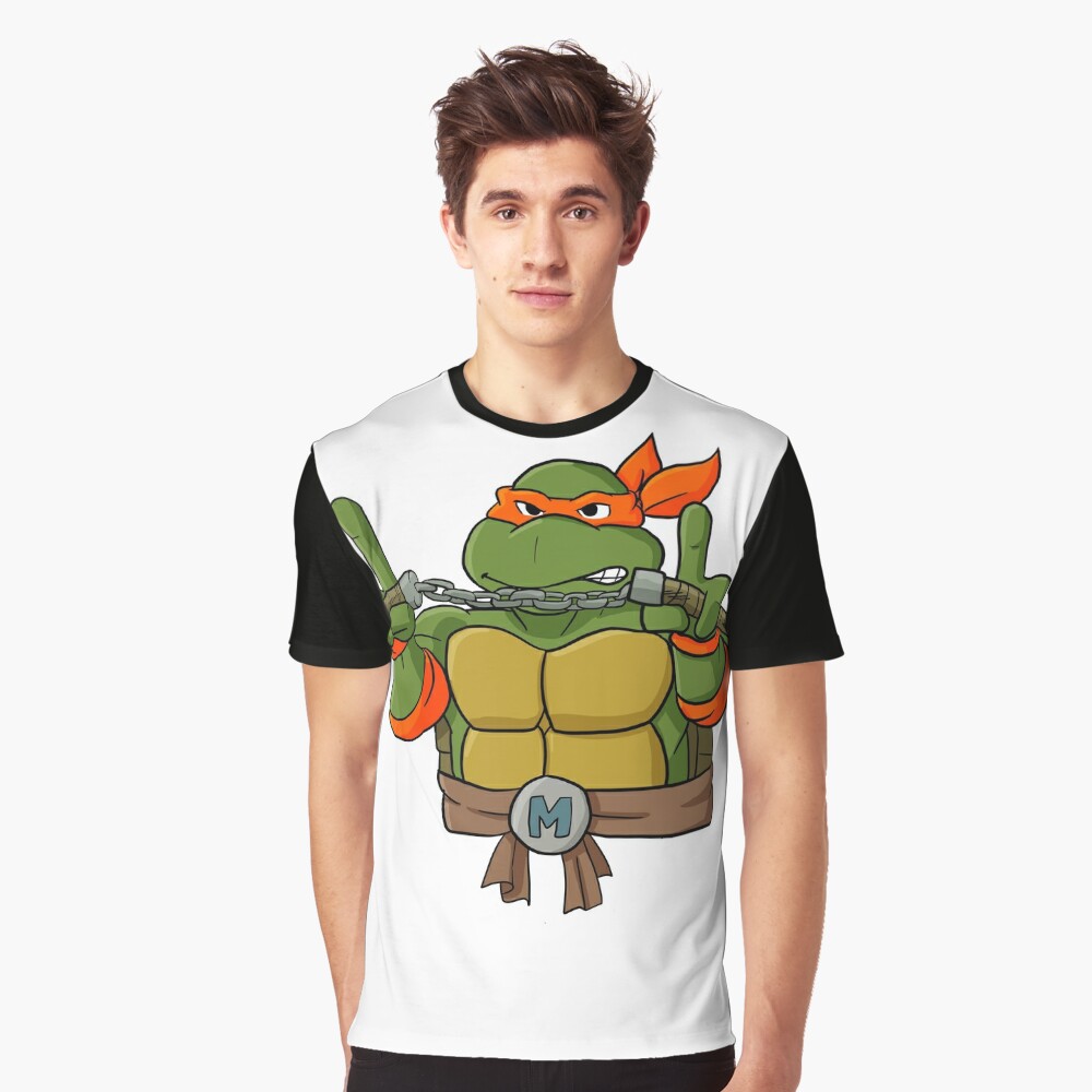 EUC TMNT Teenage Mutant Ninja Turtles boys XS t-shirt Mikey Blackbelt  awesome