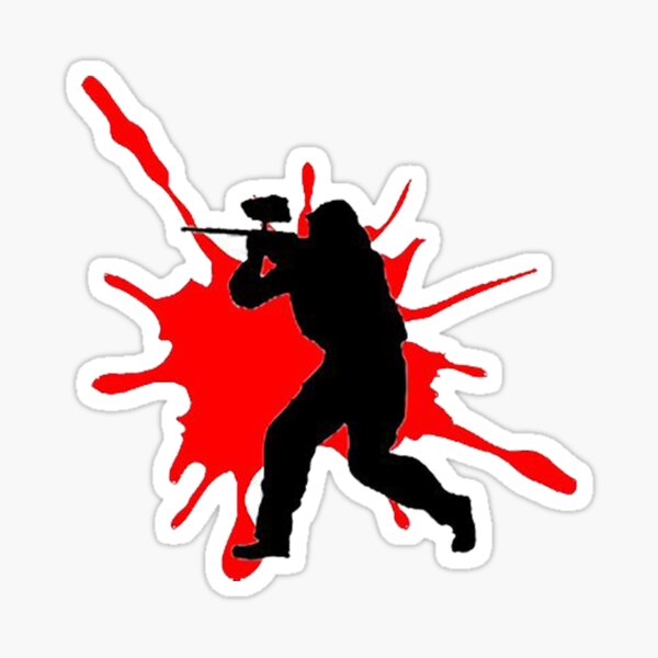 Vista previa del artículo con la obra «Jugador de paintball y salpicaduras», diseñado y vendido por Ally Andrade.