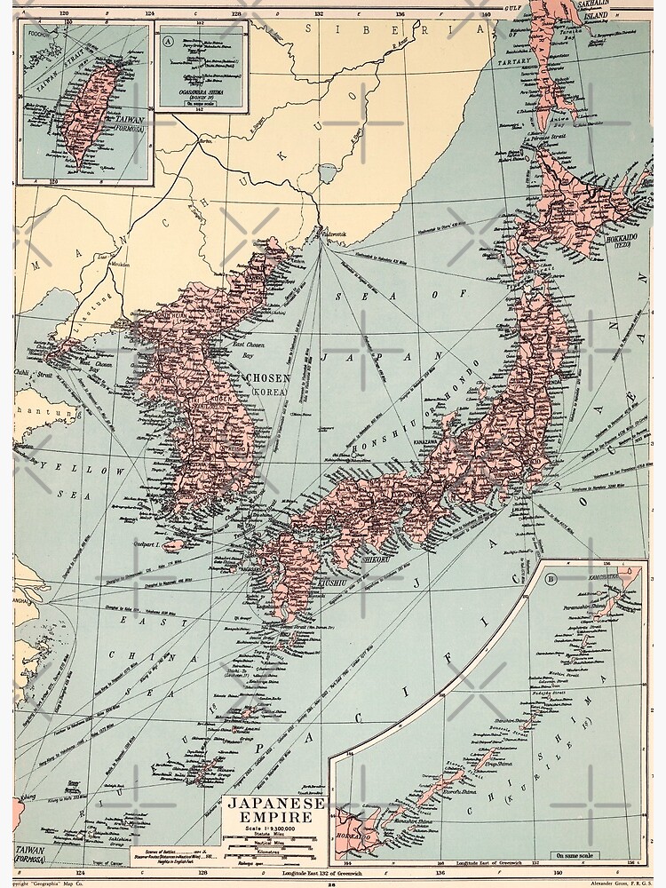 Vintage 1935 Map of Japanese Empire