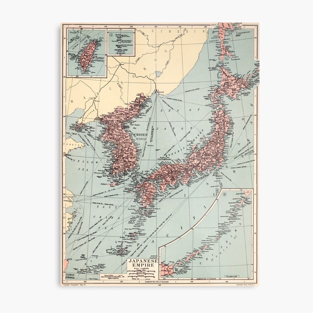 Vintage 1935 Map of Japanese Empire | Art Board Print