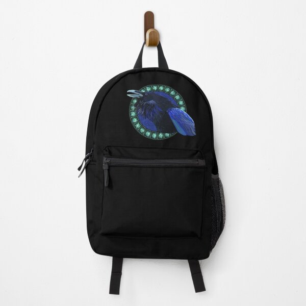 Blue Crow and Green Runes - Scandinavian Vikings Backpack