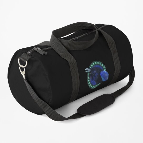 Blue Crow and Green Runes - Scandinavian Vikings Duffle Bag