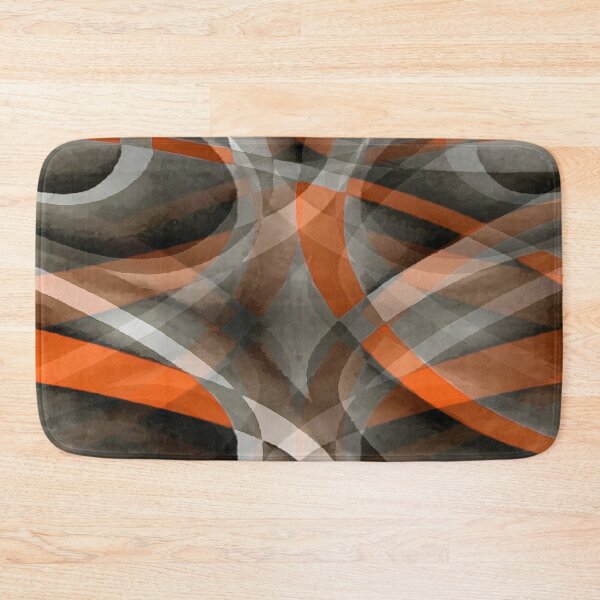 Creative Geometric Bath Mat Set Black White Grey Orange Splicing