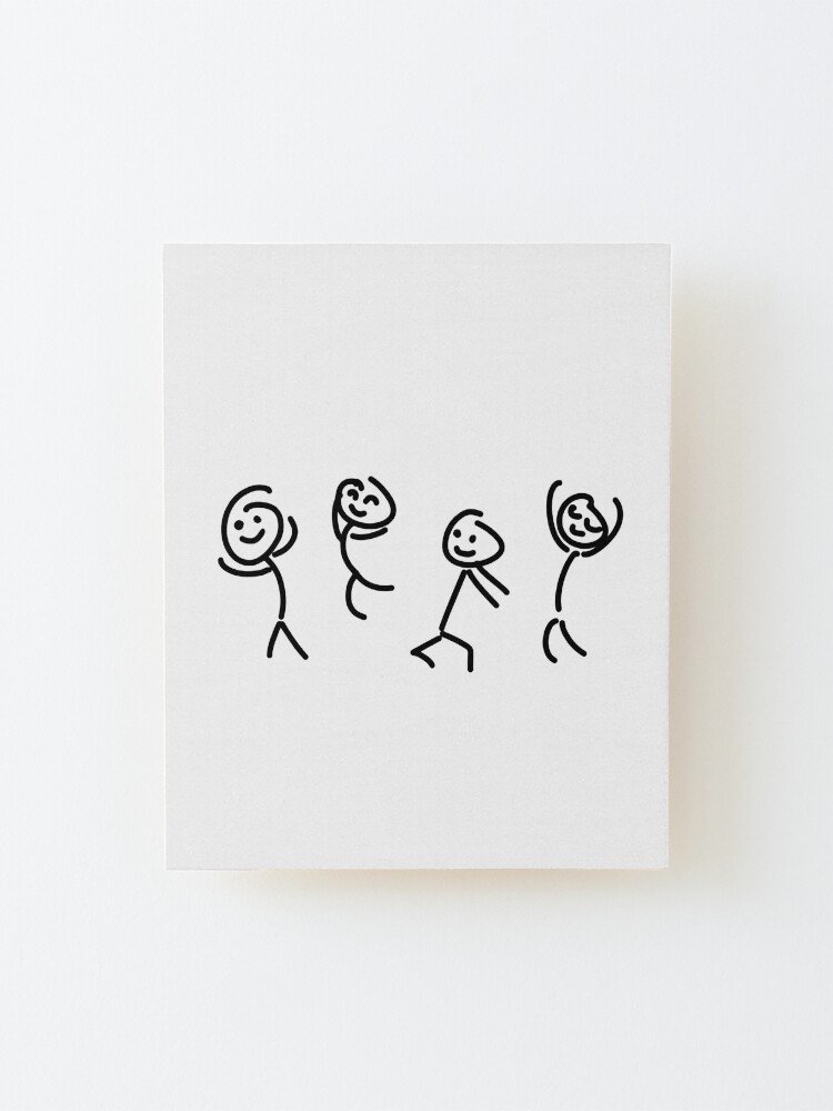 Stickman partying and dancing together  Mounted Print for Sale by  elangridge