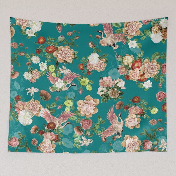 Item preview, Chinoiserie Oriental Flowers and Cranes designed and sold by WisdomInspired.