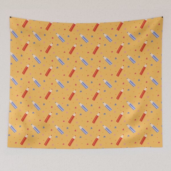 Item preview, Pencils and stars bright Teacher School themed pattern  designed and sold by DustandMarbles.