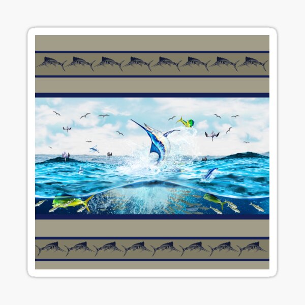 Vista previa del artículo con la obra «Marlin azul Caza Mahi Mahi», diseñado y vendido por Mary Tracy.