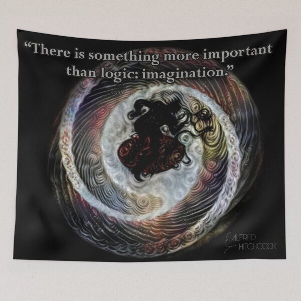 Item preview, Alfred Hitchcock Quote with Nightmare Vertigo Image designed and sold by triciakitty.