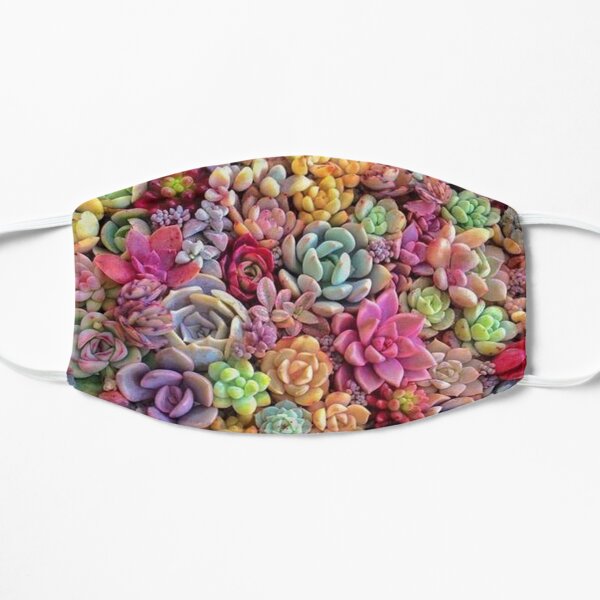 Multicolored Succulents, Prismatic Trendy Fresh Flat Mask