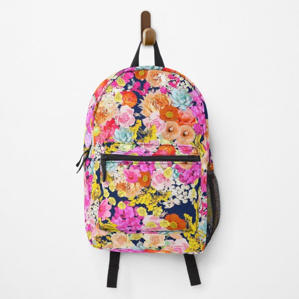 Item preview, Summer Bright Neon Floral Print in Navy designed and sold by The Artwerks.