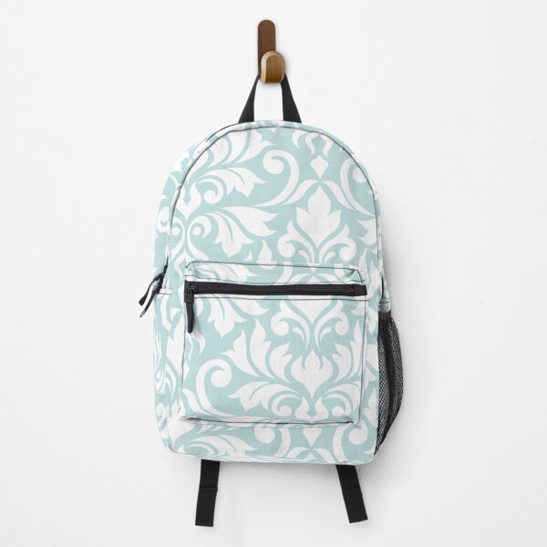Item preview, Flourish Damask Art I White on Duck Egg Blue designed and sold by NataliePaskell.
