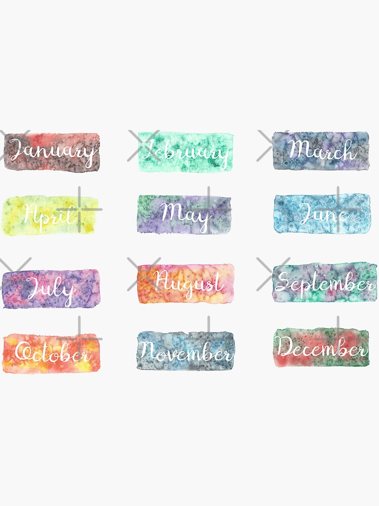 Bujo Stickers - Months - English Sticker for Sale by Azyrielle