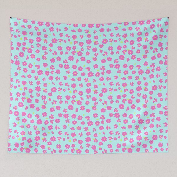 Item preview, cute happy pink flowers on a blue sky designed and sold by studioMoSa.