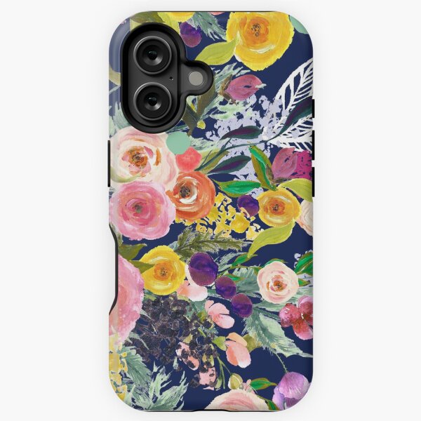 Autumn Blooms Navy Floral iPhone Tough Case