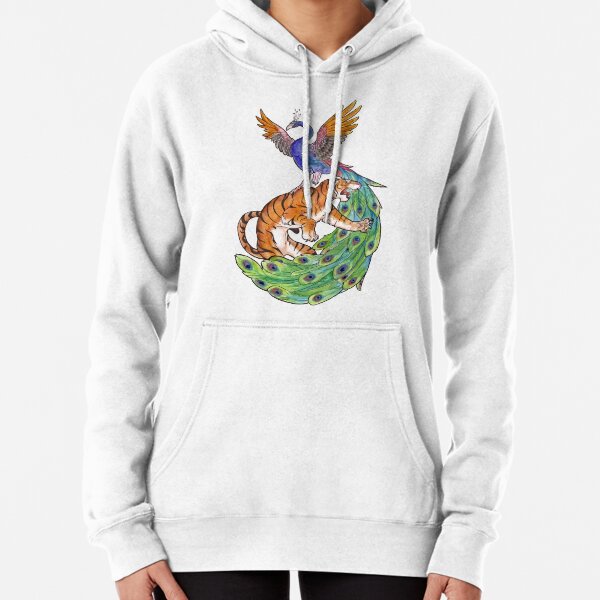 Tiger and Peacock Pullover Hoodie